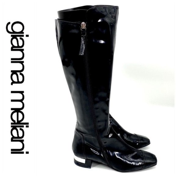 💕SALE💕 Gianna Meliani Black Patent Boots - Picture 1 of 8